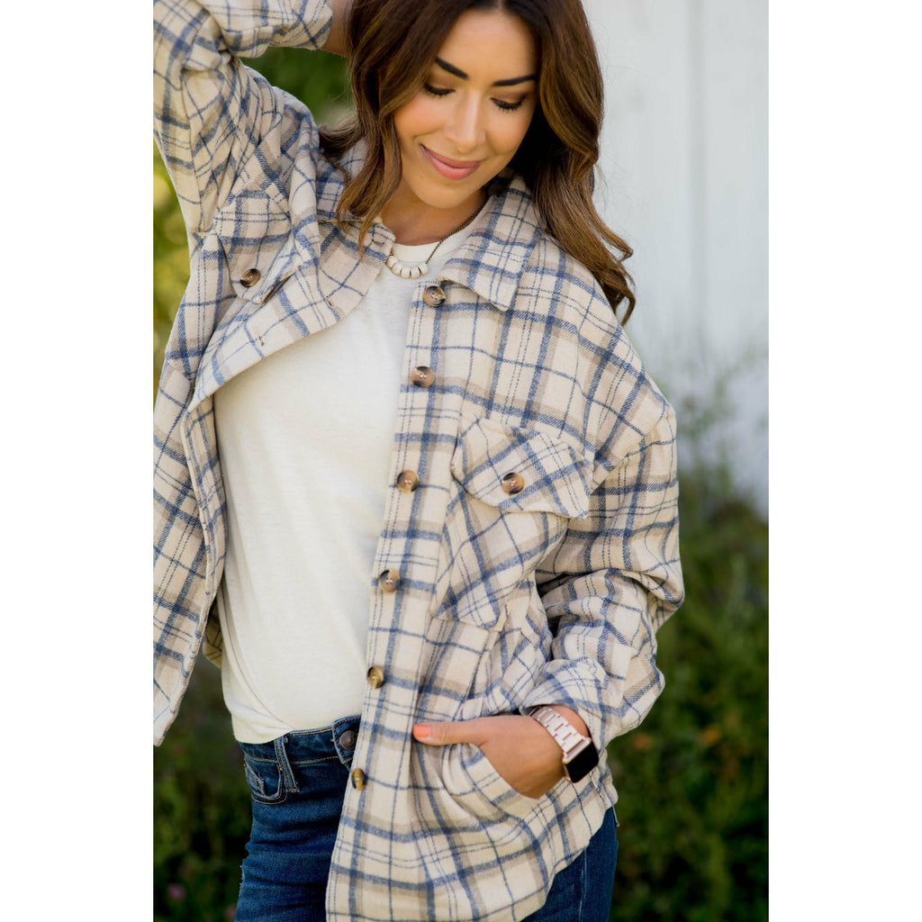 Small Grid Plaid Shacket - Betsey's Boutique Shop