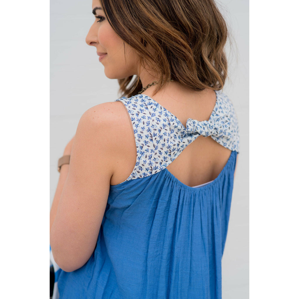 Floral Top Tie Back Tank - Betsey's Boutique Shop