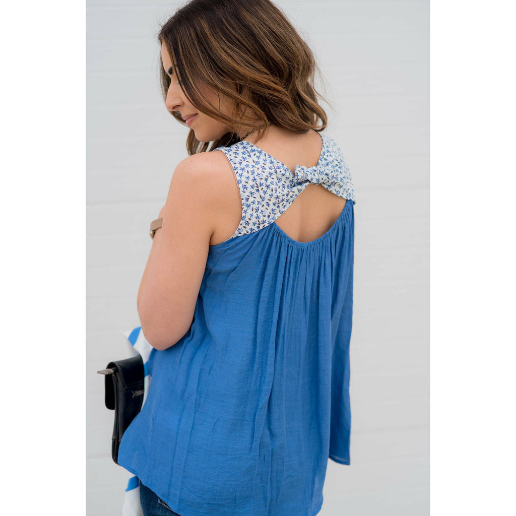 Floral Top Tie Back Tank - Betsey's Boutique Shop