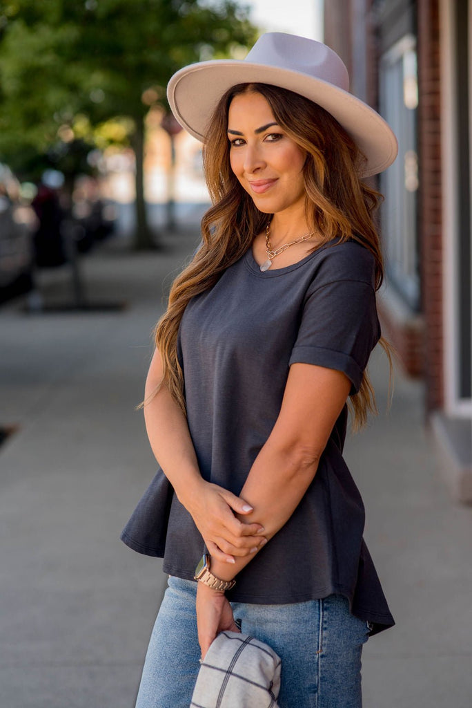 Cuffed Relaxed Swing Tee - Betsey's Boutique Shop