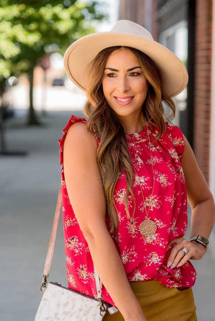 Mini Bouquets Ruffle Trim Tank - Betsey's Boutique Shop