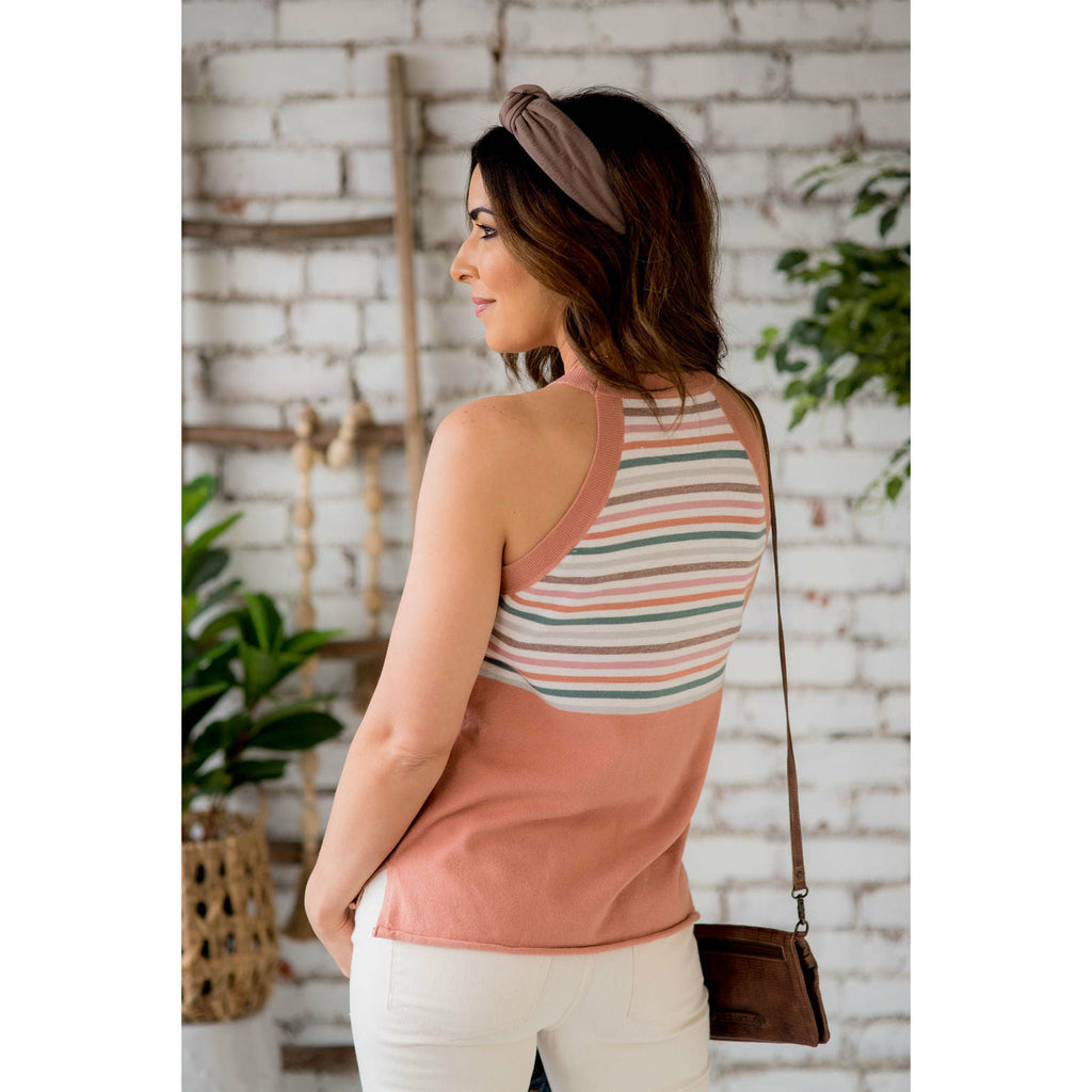 Striped Top Halter Tank - Betsey's Boutique Shop