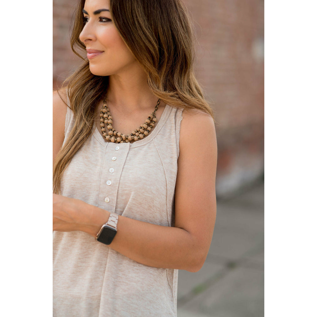 Raw Edge Button Tank - Betsey's Boutique Shop