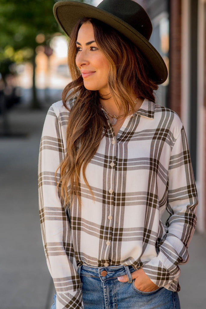 Triple Plaid Button Up - Betsey's Boutique Shop