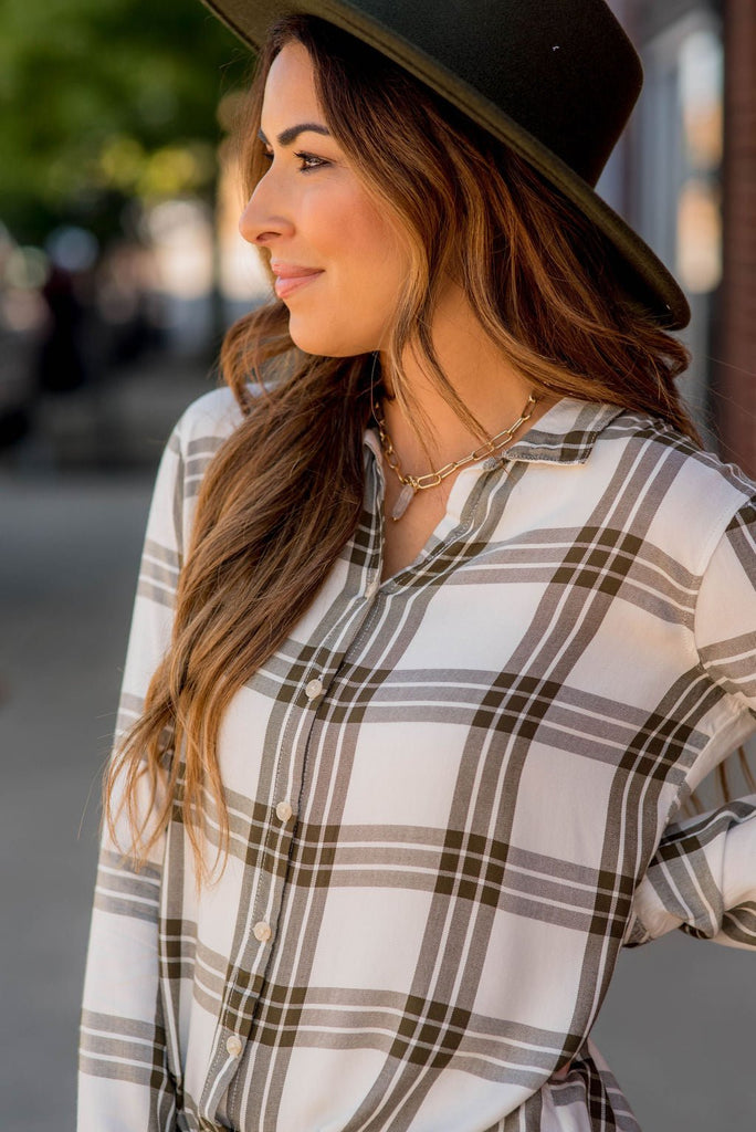 Triple Plaid Button Up - Betsey's Boutique Shop