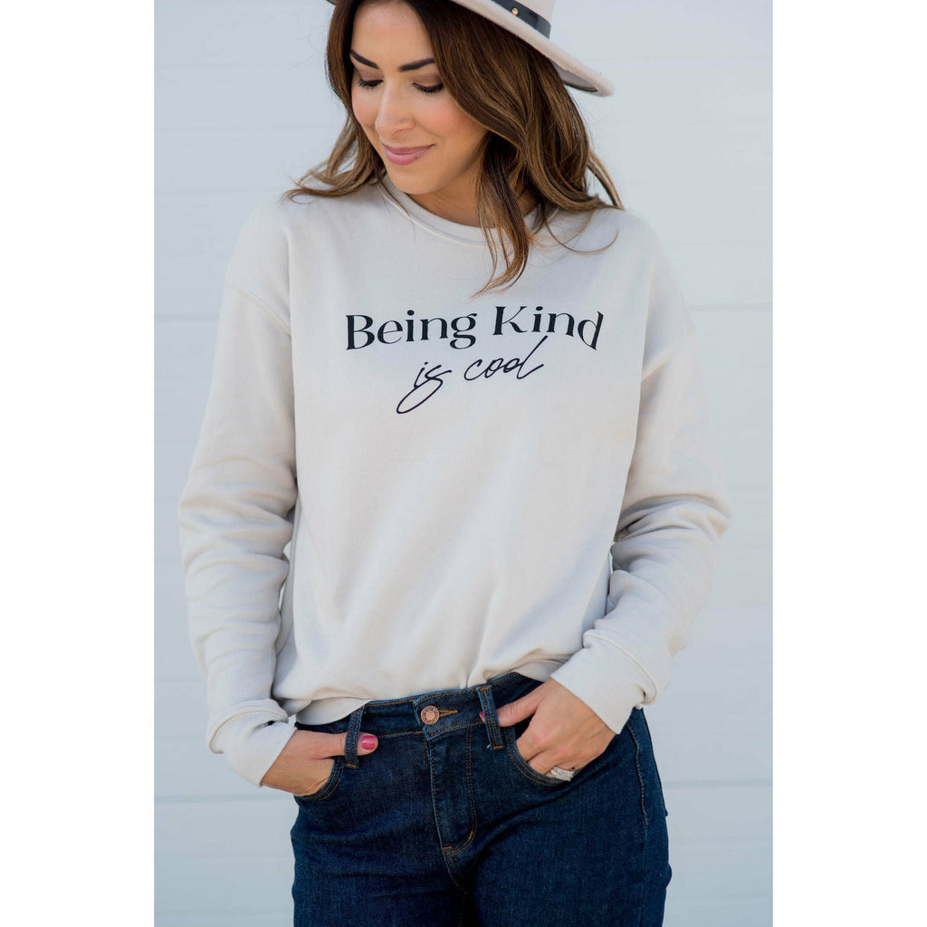 Being Kind Is Cool Graphic Sweatshirt - Betsey's Boutique Shop