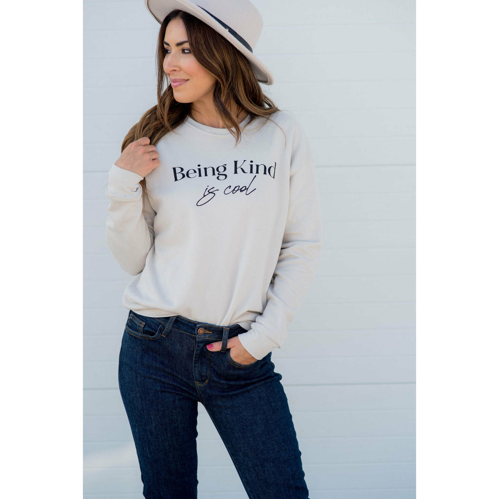 Being Kind Is Cool Graphic Sweatshirt - Betsey's Boutique Shop