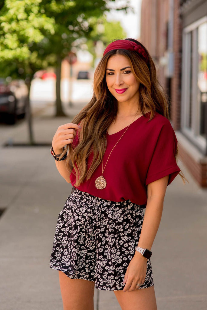 Relaxed V-Neck Blouse - Betsey's Boutique Shop