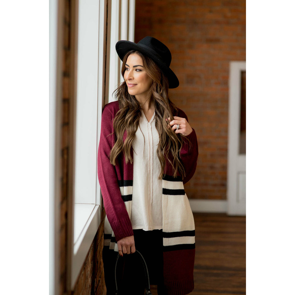 Stripe Color Block Tunic Cardigan - Betsey's Boutique Shop