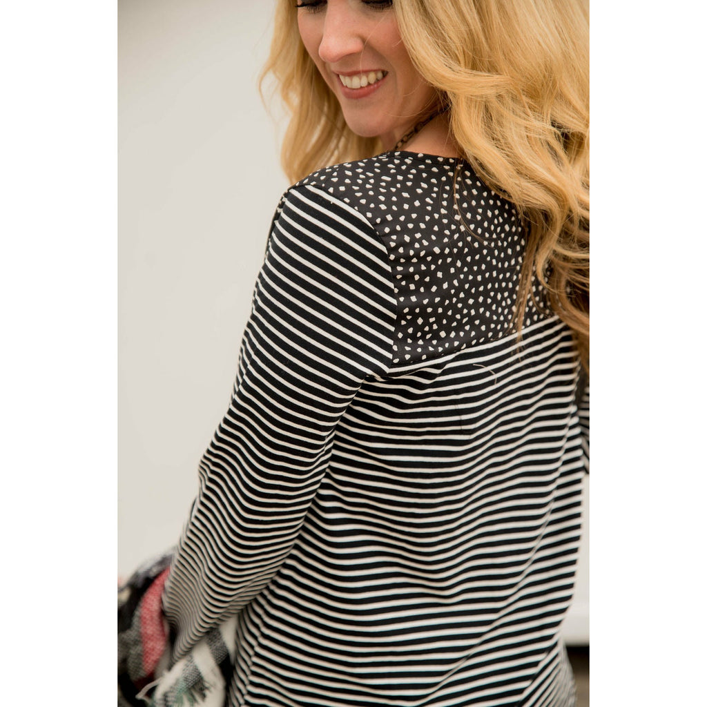 Speckled Top Striped Long Sleeve - Betsey's Boutique Shop