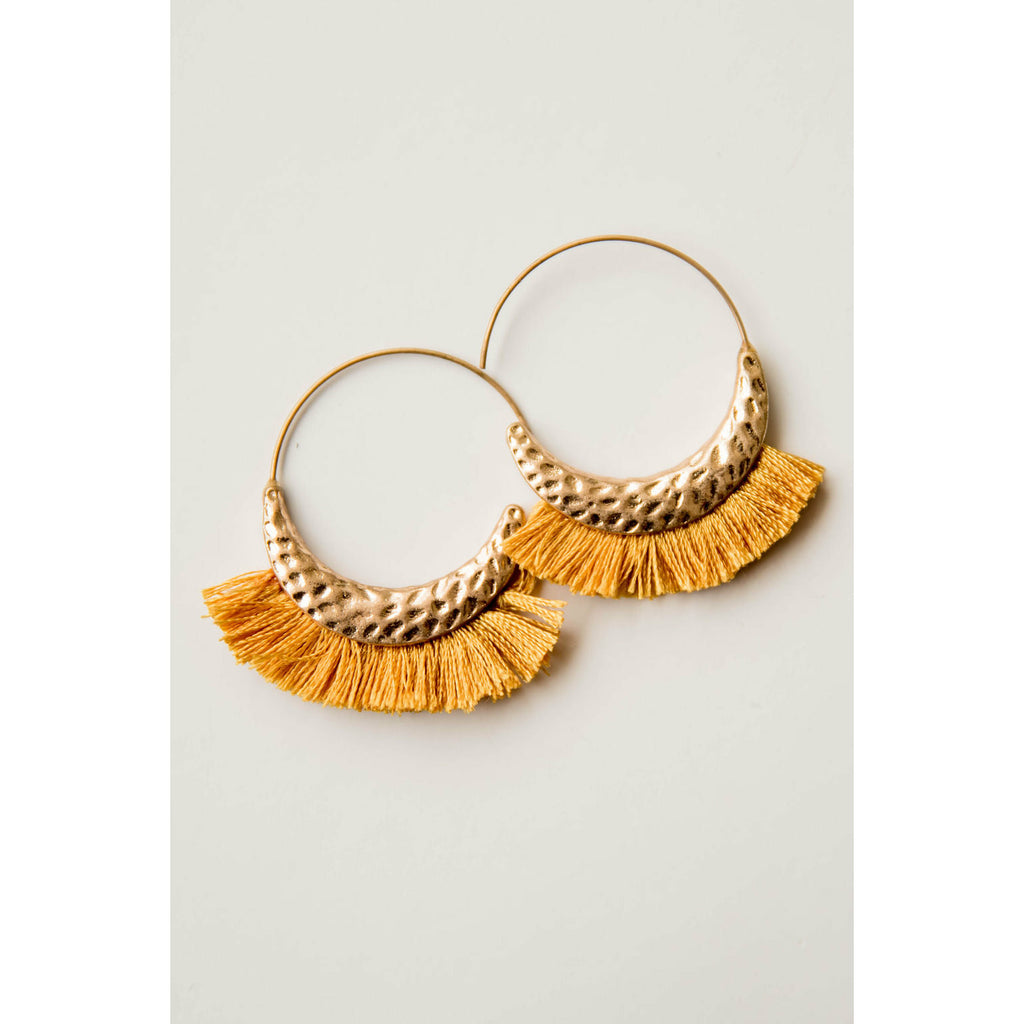 Gold Accented Circle Fringe Earrings - Betsey's Boutique Shop