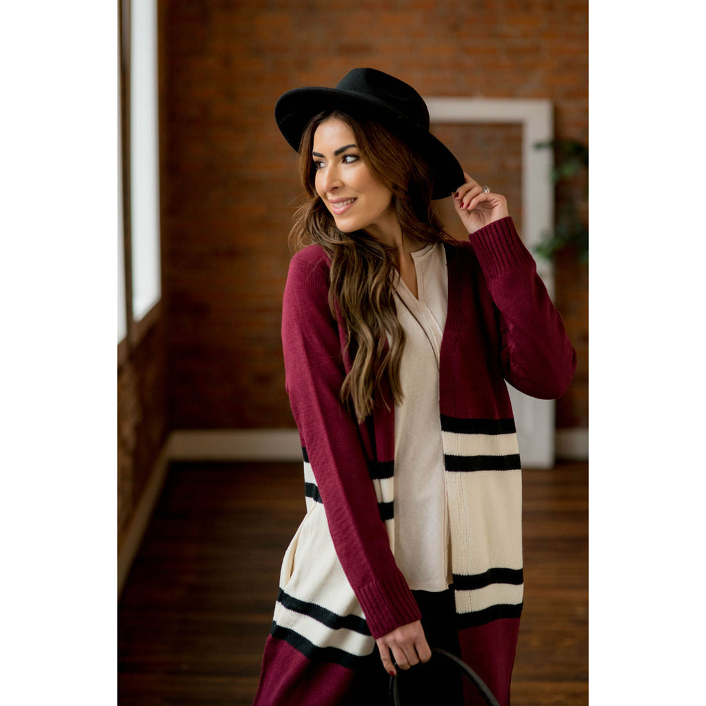 Stripe Color Block Tunic Cardigan - Betsey's Boutique Shop