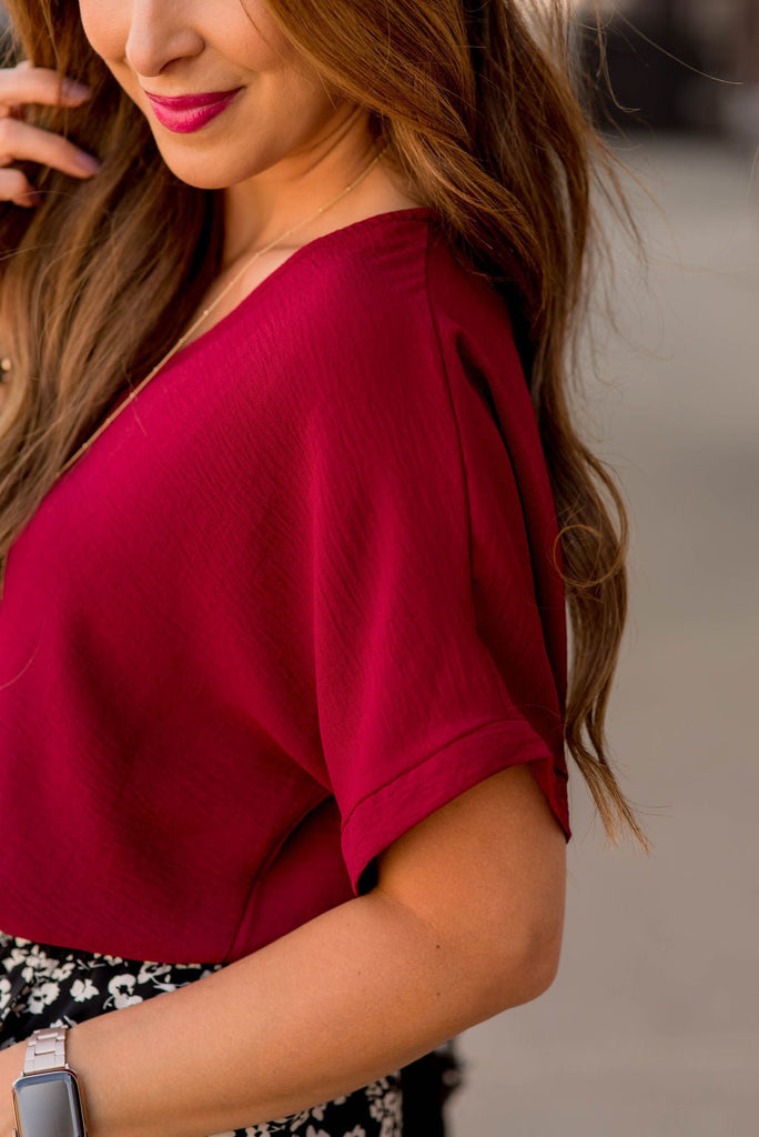 Relaxed V-Neck Blouse - Betsey's Boutique Shop