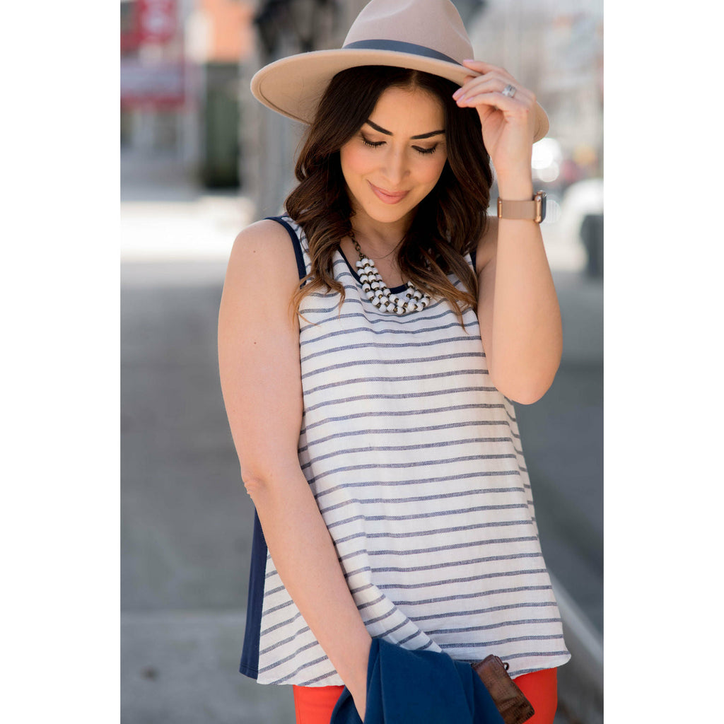 Striped Front Tank - Betsey's Boutique Shop