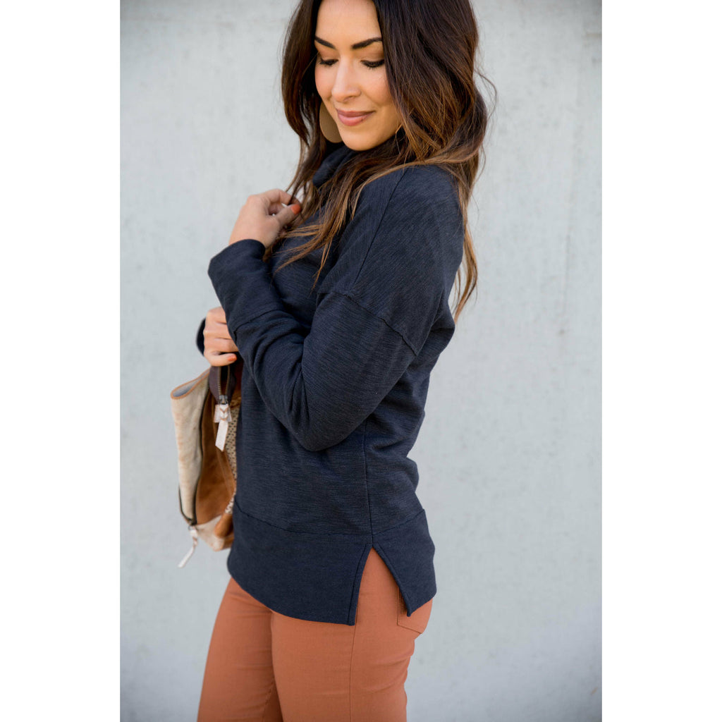 Marled Cowl Neck Sweatshirt - Betsey's Boutique Shop