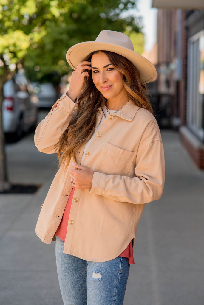 Neutral Basic Shacket - Betsey's Boutique Shop