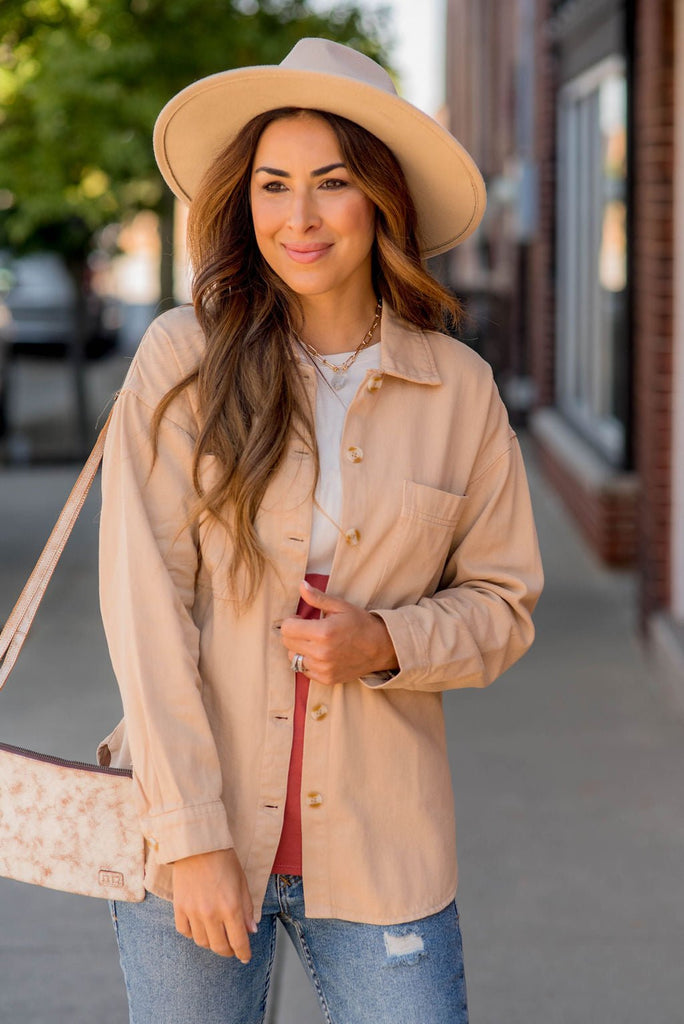 Neutral Basic Shacket - Betsey's Boutique Shop