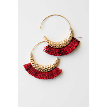 Gold Accented Circle Fringe Earrings - Betsey's Boutique Shop