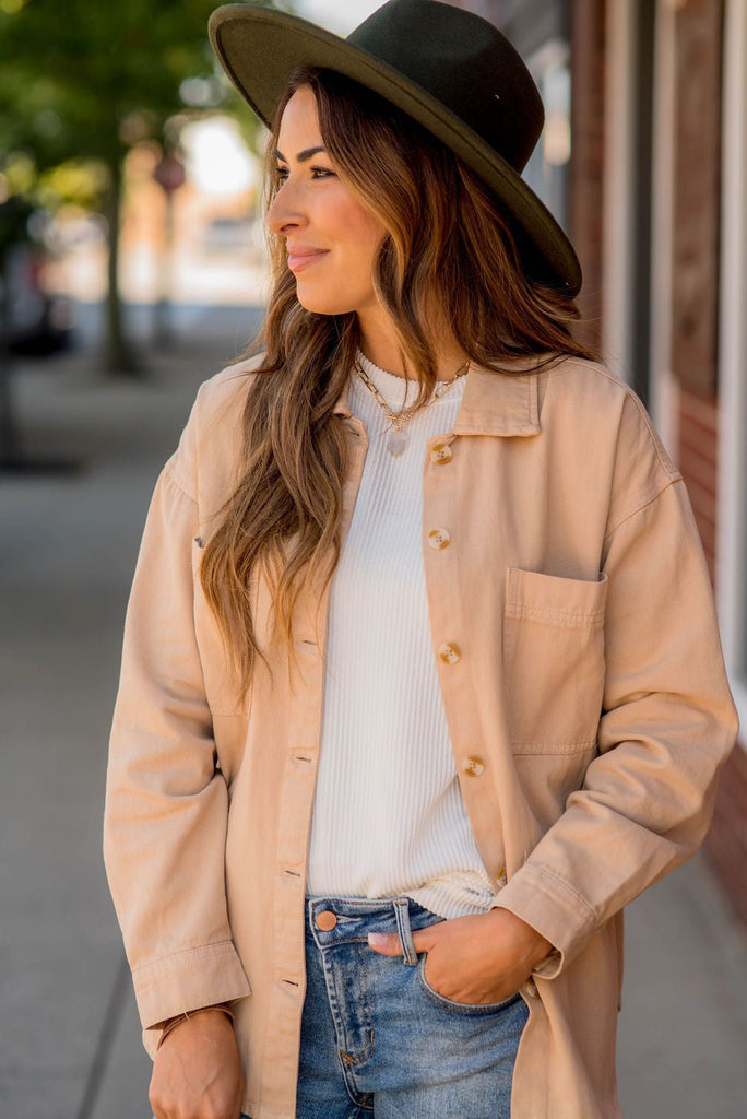 Neutral Basic Shacket - Betsey's Boutique Shop