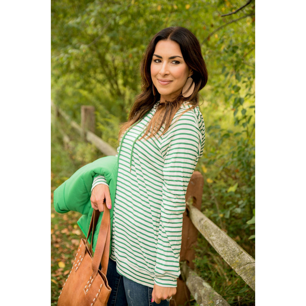 Striped Lightweight Game Day Hoodie - Betsey's Boutique Shop