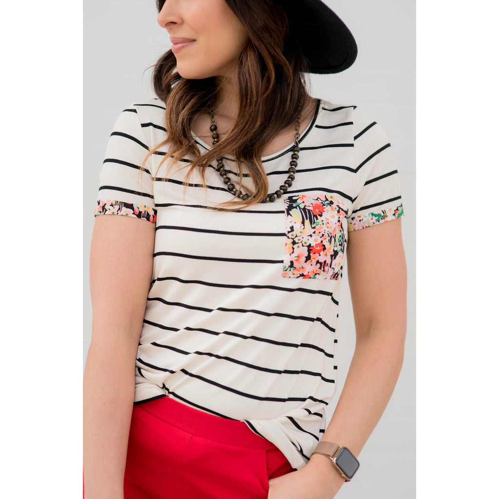 Floral Fun Pocket Tee - Betsey's Boutique Shop