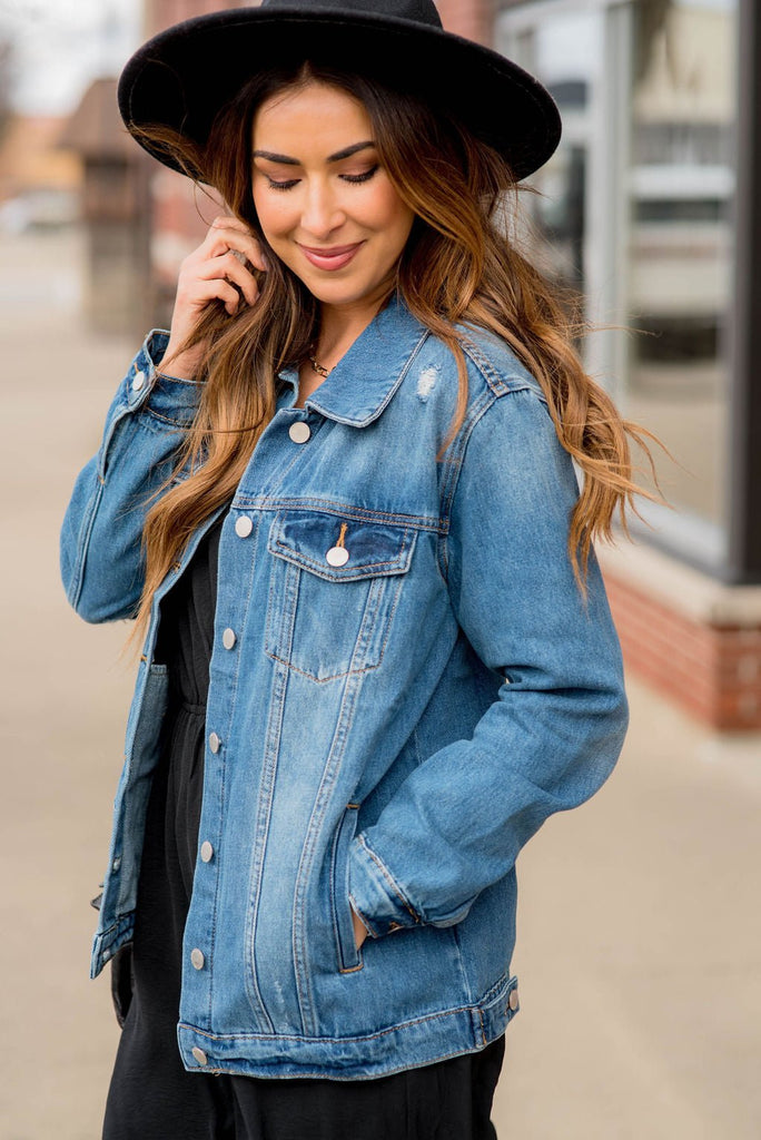 Everyday Full Length Denim Jacket - Betsey's Boutique Shop -