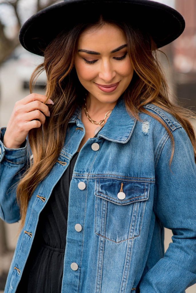 Everyday Full Length Denim Jacket - Betsey's Boutique Shop -