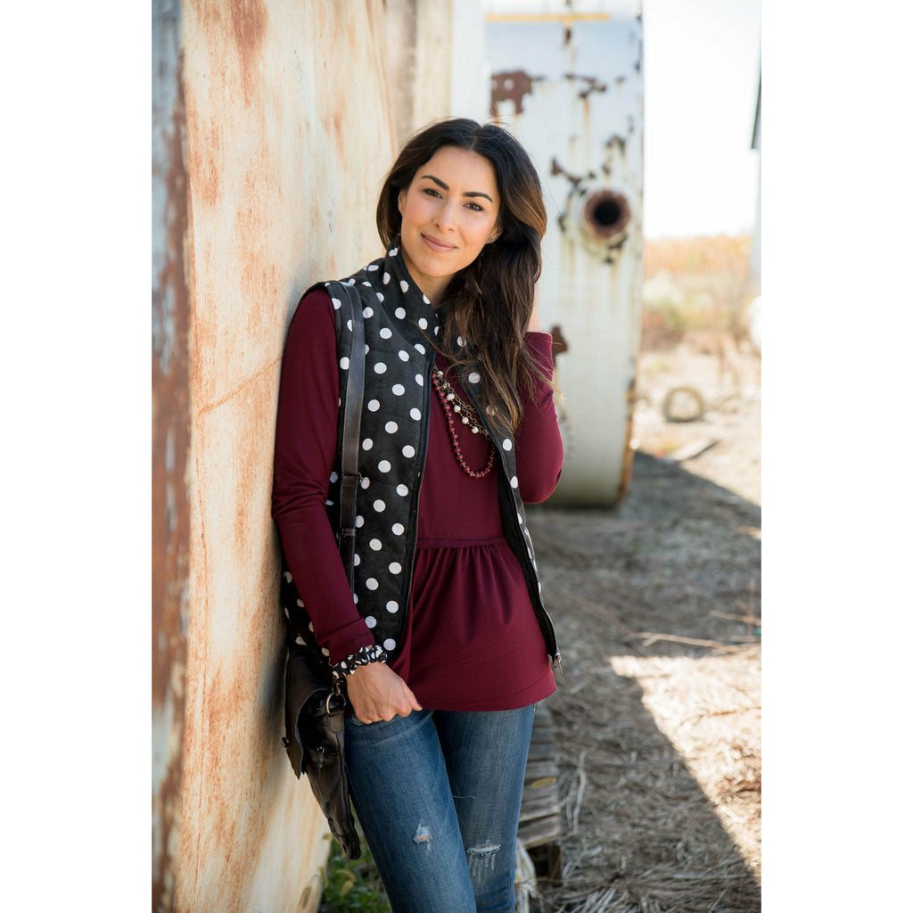 Black/White Polka Dot Vest - Betsey's Boutique Shop