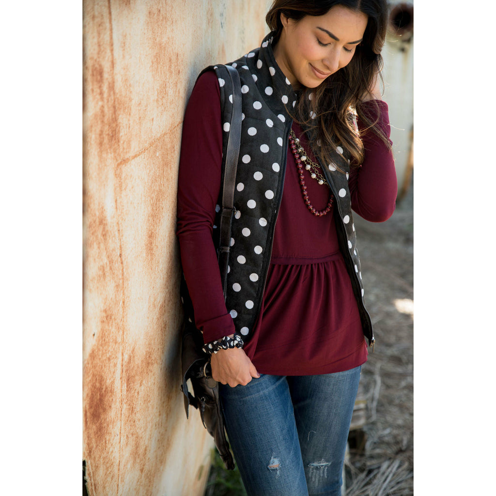 Black/White Polka Dot Vest - Betsey's Boutique Shop