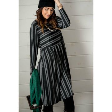 Double Mixed Stripe Dress - Black - Betsey's Boutique Shop