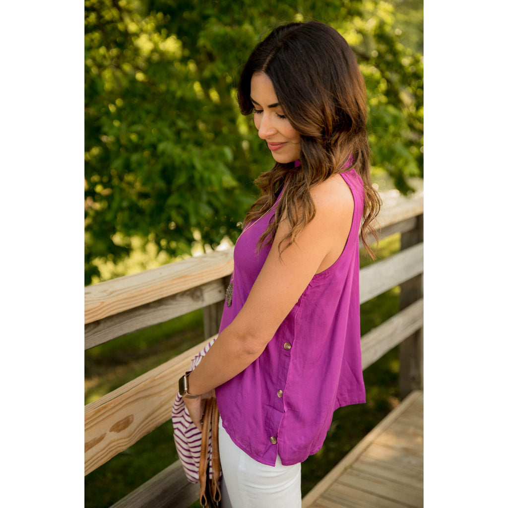 Orchid Side Button Tank - Betsey's Boutique Shop