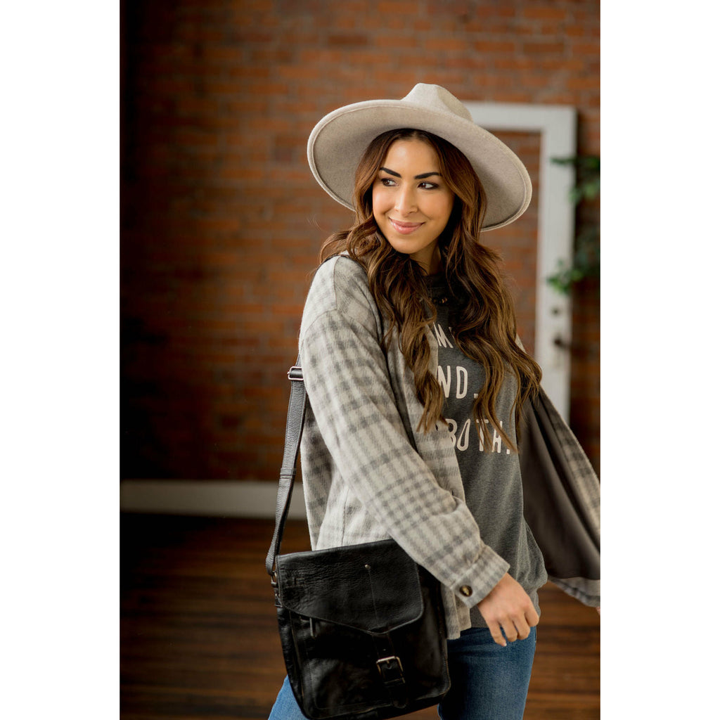 Thin Grey Plaid Shacket - Betsey's Boutique Shop