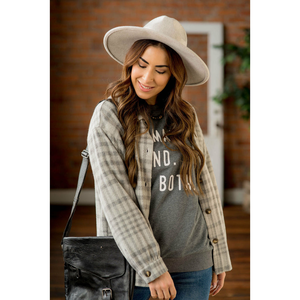 Thin Grey Plaid Shacket - Betsey's Boutique Shop