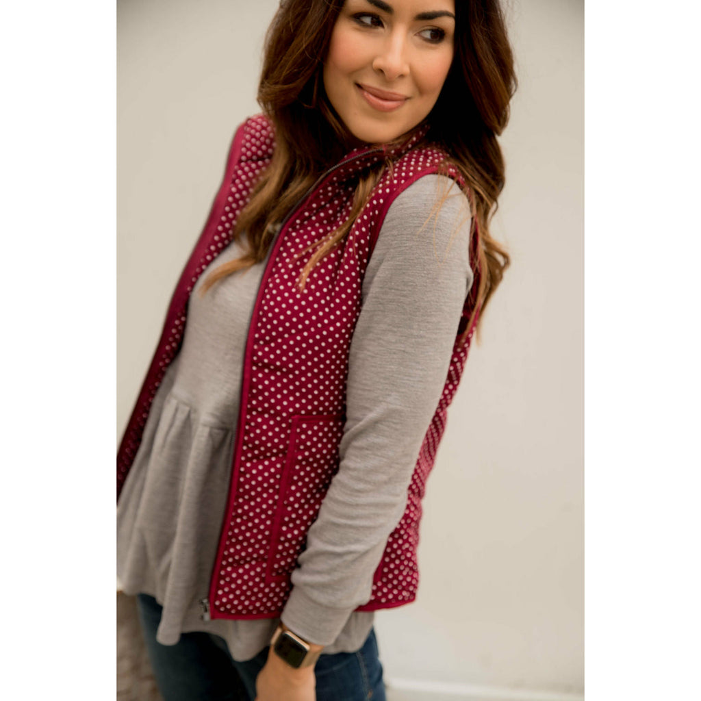 Solid Outlined Polka Dot Vest - Betsey's Boutique Shop