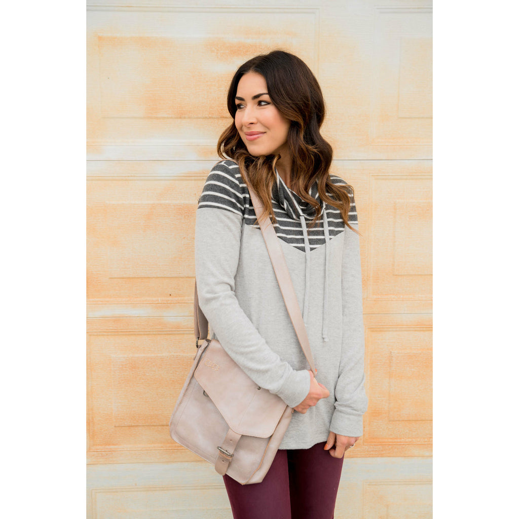 Striped V Top Cowl Neck - Betsey's Boutique Shop