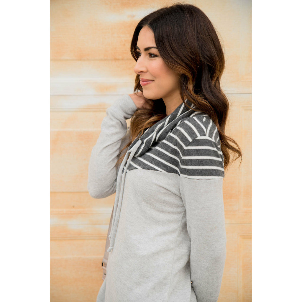 Striped V Top Cowl Neck - Betsey's Boutique Shop