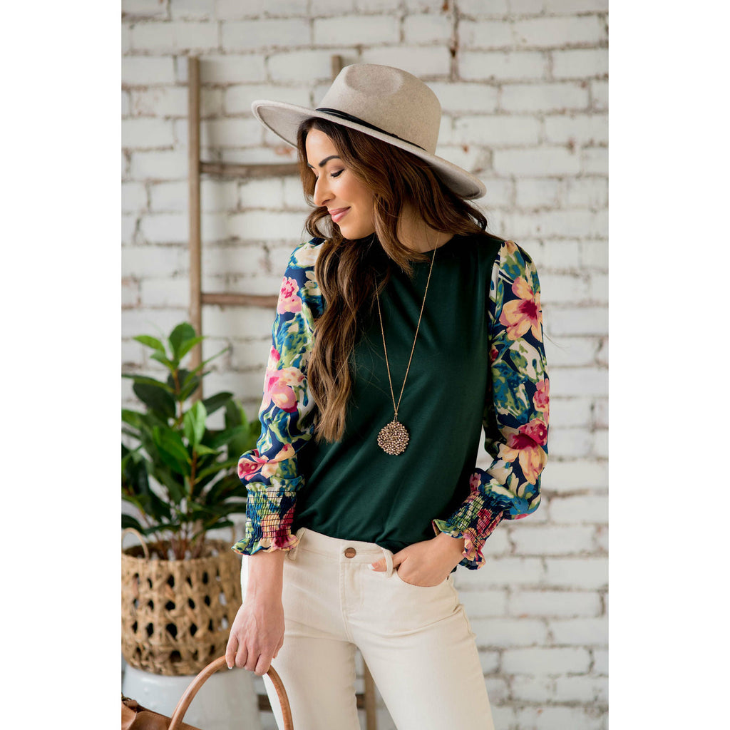 Floral Long Sleeve Blouse - Betsey's Boutique Shop