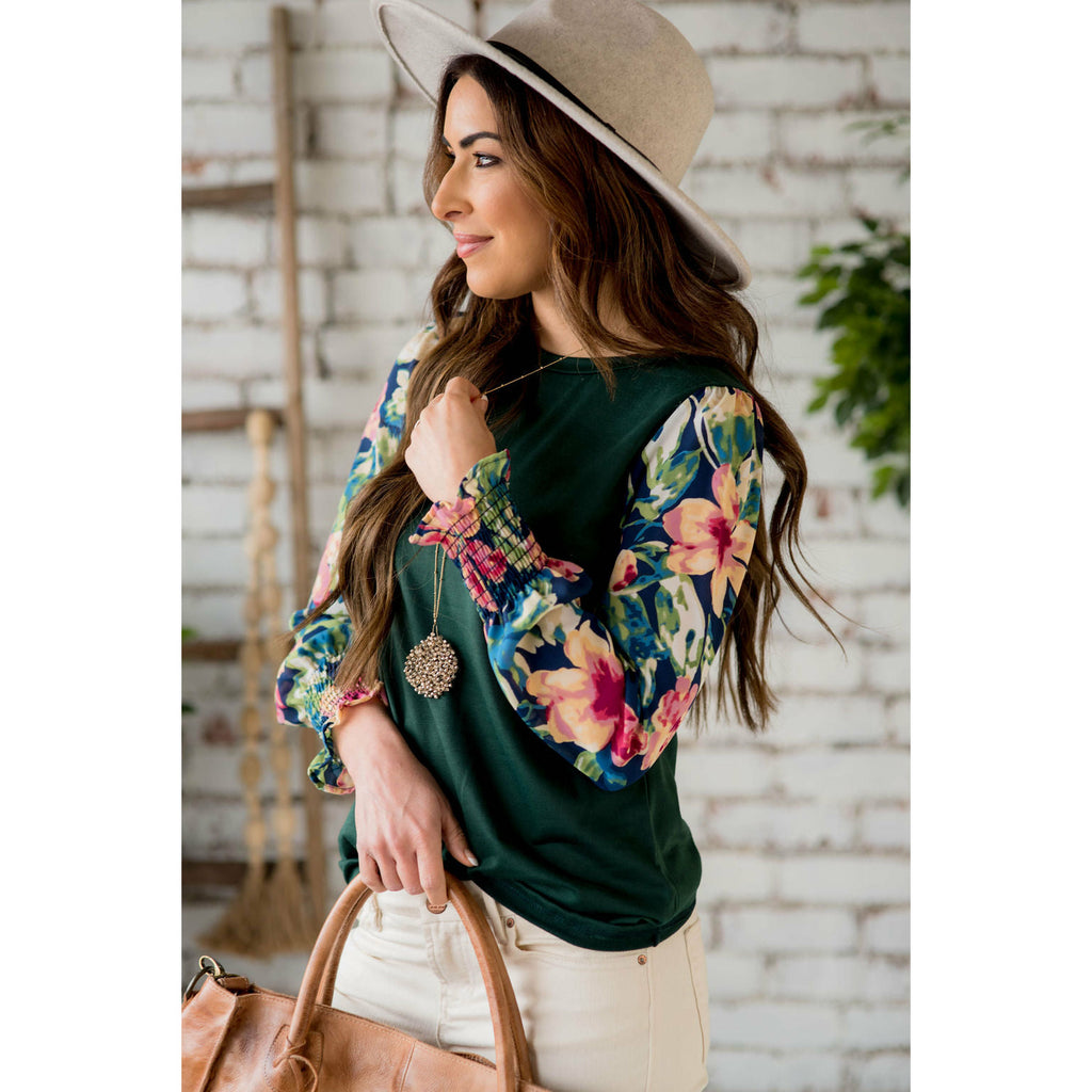 Floral Long Sleeve Blouse - Betsey's Boutique Shop