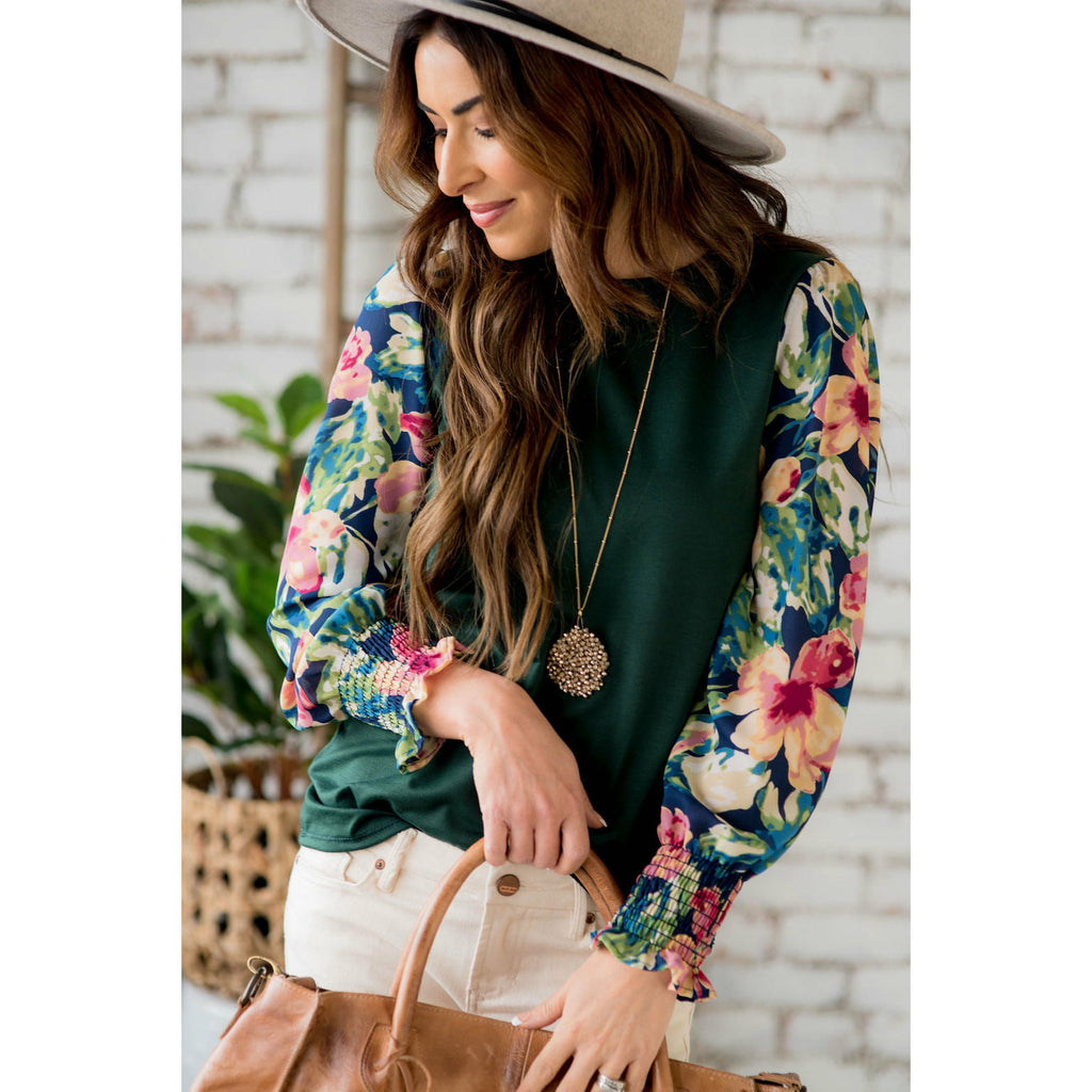 Floral Long Sleeve Blouse - Betsey's Boutique Shop