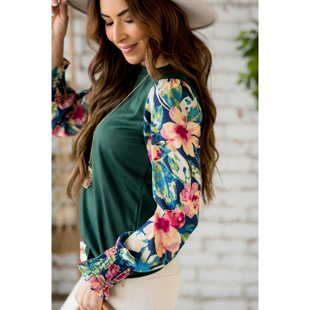 Floral Long Sleeve Blouse - Betsey's Boutique Shop