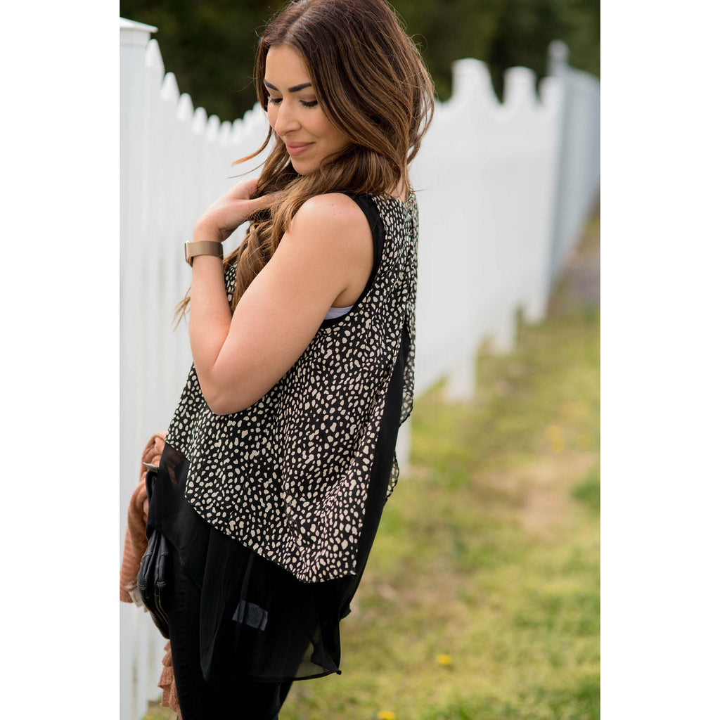 Speckled Layered Blouse Tank - Betsey's Boutique Shop