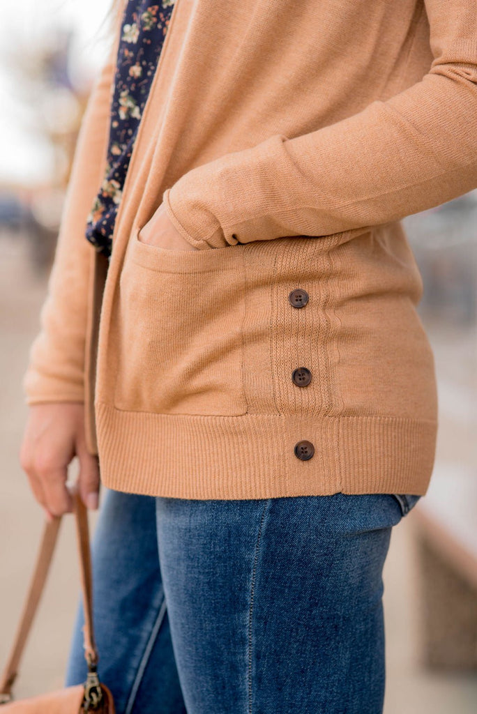 Side Button Pocket Cardigan - Betsey's Boutique Shop