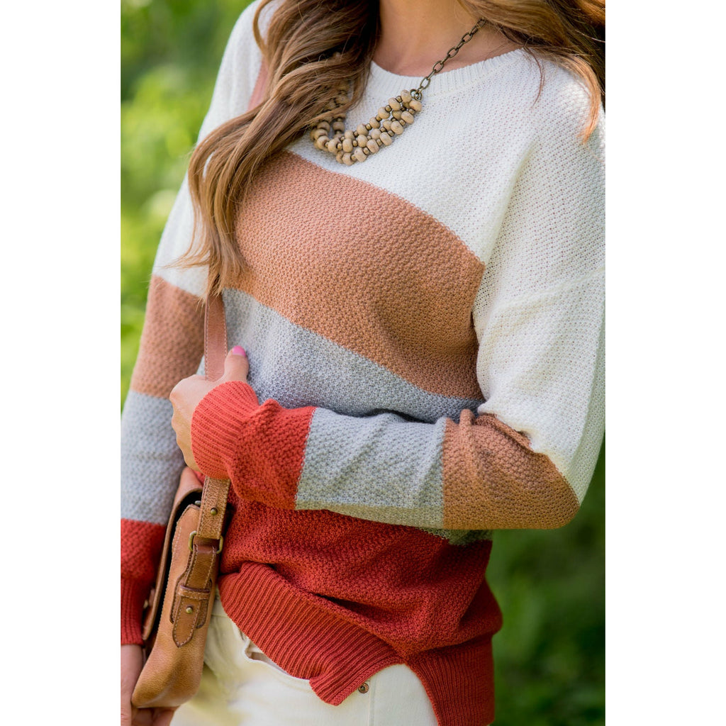 Color Blocked Lightweight Sweater - Betsey's Boutique Shop - Outerwear