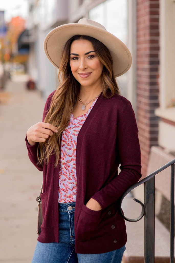 Side Button Pocket Cardigan - Betsey's Boutique Shop