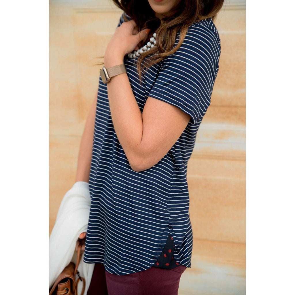 Stripe Polka Dot Accent Tee - Betsey's Boutique Shop