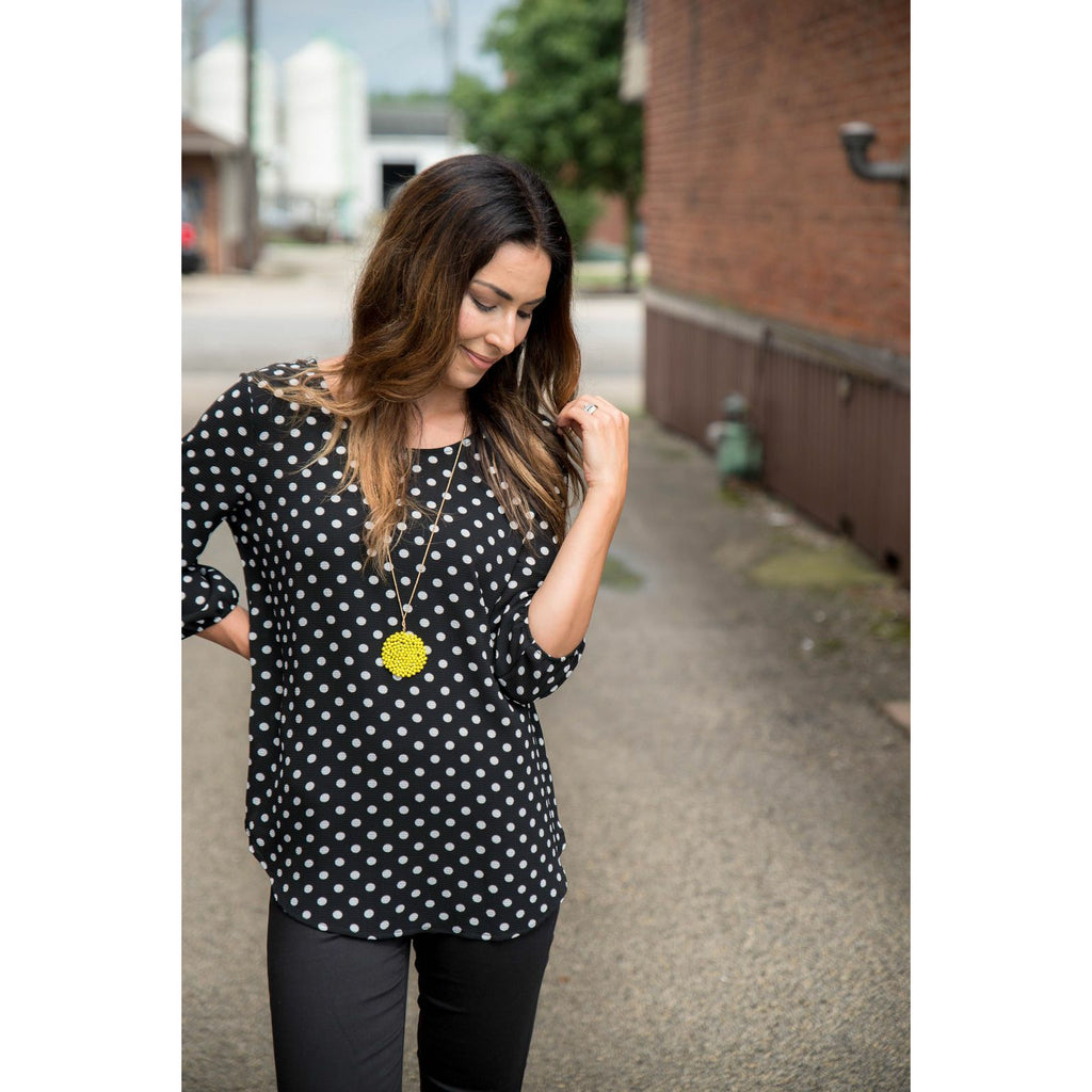 Polka Dot 3/4 Sleeve Blouse - Betsey's Boutique Shop