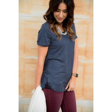 Stripe Polka Dot Accent Tee - Betsey's Boutique Shop