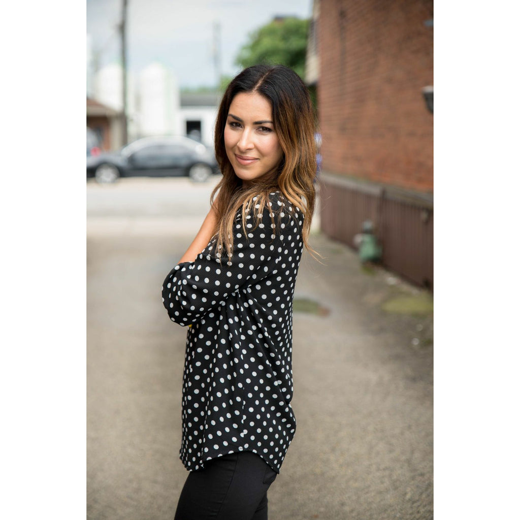 Polka Dot 3/4 Sleeve Blouse - Betsey's Boutique Shop