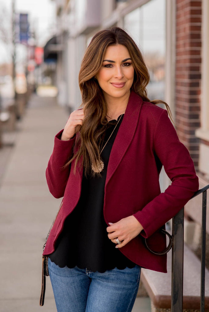 Woven Pocket Blazer - Betsey's Boutique Shop -