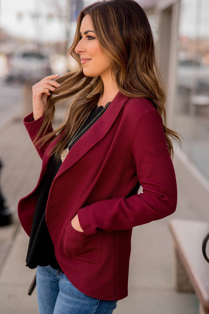 Woven Pocket Blazer - Betsey's Boutique Shop -